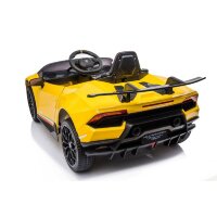 Elektro Kinderauto "Lamborghini Huracan" - lizenziert - 12V Akku, 2 Motoren- 2,4Ghz Fernsteuerung, MP3, Ledersitz+EVA-Gelb