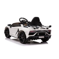 Kinderfahrzeug - Elektro Auto "Lamborghini Aventador SVJ" - lizenziert - 12V7AH, 2 Motoren- 2,4Ghz Fernsteuerung, MP3, Ledersitz+EVA -018-Weiss