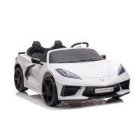 Kinder Elektroauto Corvette 12v, 2-Sitzer,Zwei Motoren+LED+Audio weiss