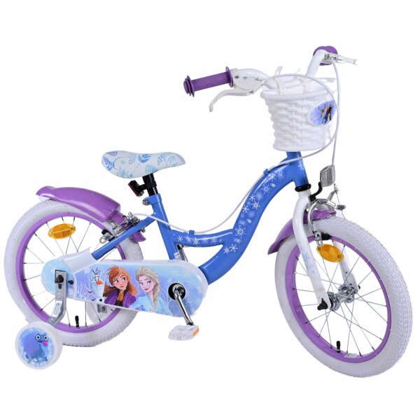 Disney Frozen 2 Kinderfahrrad - Mädchen - 16 Zoll - Blau/Lila - Zweihandbremsen