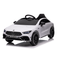 Kinder Elektroauto Mercedes CLA 45s AMG, VIER Motoren+LED+Audio+EVA+FB weiss