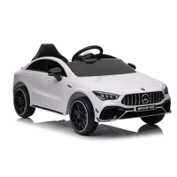 Kinder Elektroauto Mercedes CLA 45s AMG, VIER Motoren+LED+Audio+EVA+FB weiss