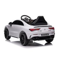 Kinder Elektroauto Mercedes CLA 45s AMG, VIER Motoren+LED+Audio+EVA+FB weiss
