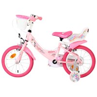 Volare Unicorn Kinderfahrrad - Mädchen - 14 Zoll - Rosa - Zwei Handbremsen