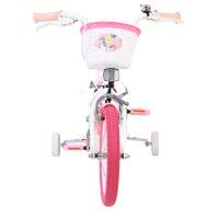 Volare Unicorn Kinderfahrrad - Mädchen - 14 Zoll - Weiß - Zwei Handbremsen