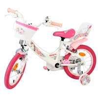 Volare Unicorn Kinderfahrrad - Mädchen - 14 Zoll - Weiß - Zwei Handbremsen