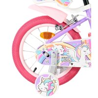 Volare Unicorn Kinderfahrrad - Mädchen - 14 Zoll - Lila - Zwei Handbremsen