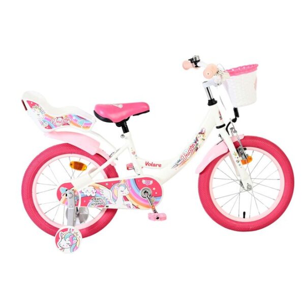 Volare Unicorn Kinderfahrrad – Mädchen – 16 Zoll – Weiß