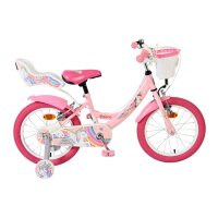 Volare Unicorn Kinderfahrrad - Mädchen - 16 Zoll - Rosa - Zwei Handbremsen