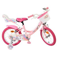 Volare Unicorn Kinderfahrrad - Mädchen - 16 Zoll - Rosa - Zwei Handbremsen