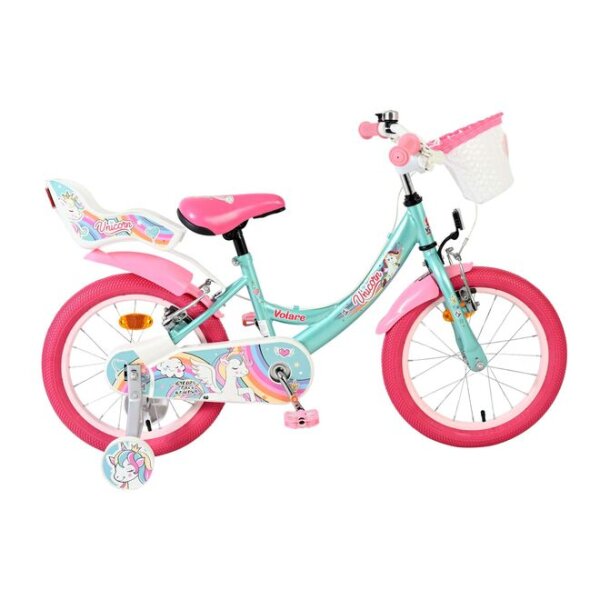 Volare Unicorn Kinderfahrrad - Mädchen - 16 Zoll - Grün - Zwei Handbremsen