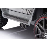 Kinderfahrzeug - Elektro Auto "Mercedes G63 AMG" - Lizenziert - 12V7AH Akku,2 Motoren- 2,4Ghz Fernsteuerung, MP3+Ledersitz+EVA-Silber
