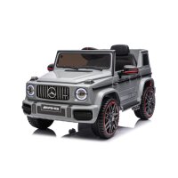 Kinderfahrzeug - Elektro Auto "Mercedes G63 AMG" - Lizenziert - 12V7AH Akku,2 Motoren- 2,4Ghz Fernsteuerung, MP3+Ledersitz+EVA-Silber