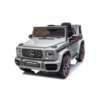Kinderfahrzeug - Elektro Auto "Mercedes G63 AMG" - Lizenziert - 12V7AH Akku,2 Motoren- 2,4Ghz Fernsteuerung, MP3+Ledersitz+EVA-Silber