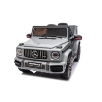 Kinderfahrzeug - Elektro Auto "Mercedes G63 AMG" - Lizenziert - 12V7AH Akku,2 Motoren- 2,4Ghz Fernsteuerung, MP3+Ledersitz+EVA-Silber