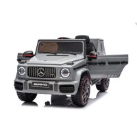 Kinderfahrzeug - Elektro Auto "Mercedes G63 AMG" - Lizenziert - 12V7AH Akku,2 Motoren- 2,4Ghz Fernsteuerung, MP3+Ledersitz+EVA-Silber