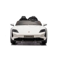 Elektro Kinderfahrzeug „Porsche Taycan Turbo S“ – Lizenziert – 24V Akku, 2,4Ghz FB, MP3+Ledersitz+EVA - Weiss