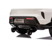 Elektro Kinderfahrzeug „Porsche Taycan Turbo S“ – Lizenziert – 24V Akku, 2,4Ghz FB, MP3+Ledersitz+EVA - Weiss
