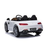 Kinderfahrzeug - Elektro Auto "Mercedes AMG GT Doppelsitzer M" - lizenziert - 12V, 2 Motoren- 2,4Ghz, MP3, Ledersitz+EVA-Weiss