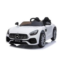 Kinderfahrzeug - Elektro Auto "Mercedes AMG GT Doppelsitzer M" - lizenziert - 12V, 2 Motoren- 2,4Ghz, MP3, Ledersitz+EVA-Weiss